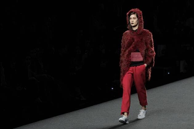 February 20, 2017 - Madrid, Spain - A model walks the runway at the J. Lorenzo show during the Mercedes-Benz Madrid Fashion Week Autumn Winter 2017 at Ifema on February 20, 2017 in Madrid, Spain. Madrid Spain  - ZUMAn230 20170220_zaa_n230_291 Copyright: xOscarxGonzalezx