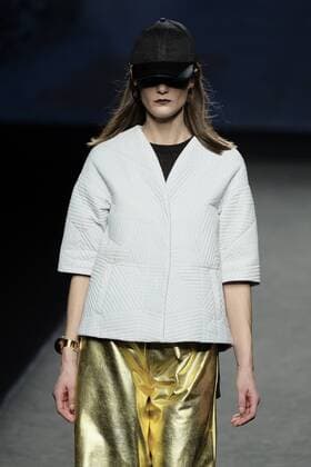 February 20, 2017 - Madrid, Spain - A model walks the runway at the J. Lorenzo show during the Mercedes-Benz Madrid Fashion Week Autumn Winter 2017 at Ifema on February 20, 2017 in Madrid, Spain. Madrid Spain  - ZUMAn230 20170220_zaa_n230_283 Copyright: xOscarxGonzalezx