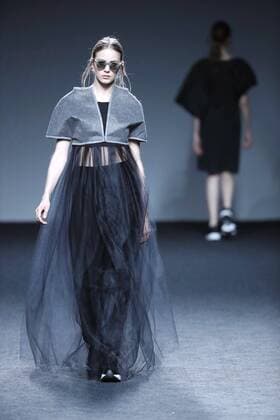A model takes to the catwalk with creations of the Fall Winter 2017 collection by the label Existence Rsearch Program at the Mercedes-Benz Fashion Week Madrid (MBFWM) held at the IFEMA Congress and Events center in Madrid, 21 February 2017. THE MBFWM runs from 16 to 21 February. MADRID FASHION WEEK !ACHTUNG: NUR REDAKTIONELLE NUTZUNG!  Copyright: xZipix 20170221-636232813891633561