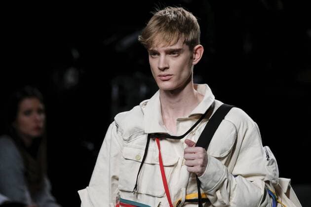February 21, 2017 - Madrid, Spain - A model walks the runway at the OUTSIDERS DIVISION show during the EGO Mercedes-Benz Madrid Fashion Week Autumn Winter 2017 2018 at IFEMA on February 21, 2017 in Madrid, Spain Madrid Spain  - ZUMAn230 20170221_zaa_n230_187 Copyright: xOscarxGonzalezx