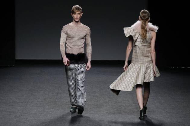 February 21, 2017 - Madrid, Spain - A model walks the runway at the ROCIO LASECA show during the EGO Mercedes-Benz Madrid Fashion Week Autumn Winter 2017 2018 at IFEMA on February 21, 2017 in Madrid, Spain Madrid Spain  - ZUMAn230 20170221_zaa_n230_242 Copyright: xOscarxGonzalezx