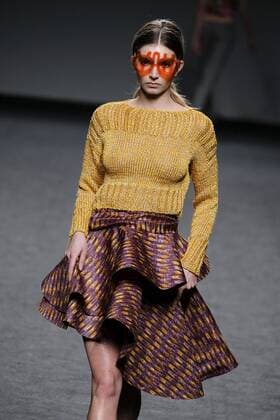 February 21, 2017 - Madrid, Spain - A model walks the runway at the ROCIO LASECA show during the EGO Mercedes-Benz Madrid Fashion Week Autumn Winter 2017 2018 at IFEMA on February 21, 2017 in Madrid, Spain Madrid Spain  - ZUMAn230 20170221_zaa_n230_209 Copyright: xOscarxGonzalezx