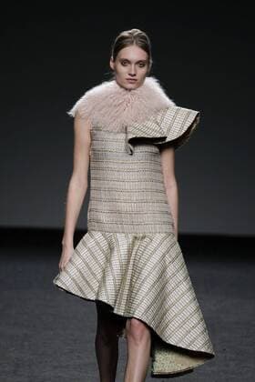 February 21, 2017 - Madrid, Spain - A model walks the runway at the ROCIO LASECA show during the EGO Mercedes-Benz Madrid Fashion Week Autumn Winter 2017 2018 at IFEMA on February 21, 2017 in Madrid, Spain Madrid Spain  - ZUMAn230 20170221_zaa_n230_249 Copyright: xOscarxGonzalezx