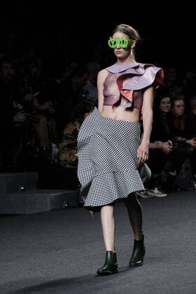 February 21, 2017 - Madrid, Spain - A model walks the runway at the ROCIO LASECA show during the EGO Mercedes-Benz Madrid Fashion Week Autumn Winter 2017 2018 at IFEMA on February 21, 2017 in Madrid, Spain Madrid Spain  - ZUMAn230 20170221_zaa_n230_266 Copyright: xOscarxGonzalezx