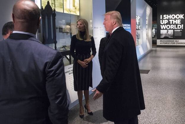 President Donald Trump, joined by his daughter Ivanka, tours the Smithsonian National Museum of African American History & Culture in Washington, D.C. on February 21, 2017.  WAP20170221309 KEVINxDIETSCH