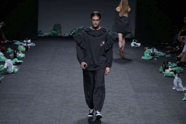February 21, 2017 - Madrid, Spain - A model walks the runway at the MARIA MAGDALENA show during the EGO Mercedes-Benz Madrid Fashion Week Autumn Winter 2017 2018 at IFEMA on February 21, 2017 in Madrid, Spain Madrid Spain  - ZUMAn230 20170221_zaa_n230_364 Copyright: xOscarxGonzalezx