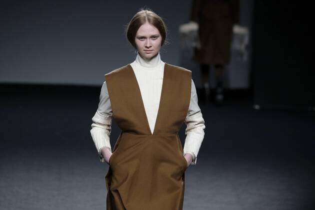 February 21, 2017 - Madrid, Spain - A model walks the runway at the NACHO COSTA show during the EGO Mercedes-Benz Madrid Fashion Week Autumn Winter 2017 2018 at IFEMA on February 21, 2017 in Madrid, Spain Madrid Spain  - ZUMAn230 20170221_zaa_n230_449 Copyright: xOscarxGonzalezx