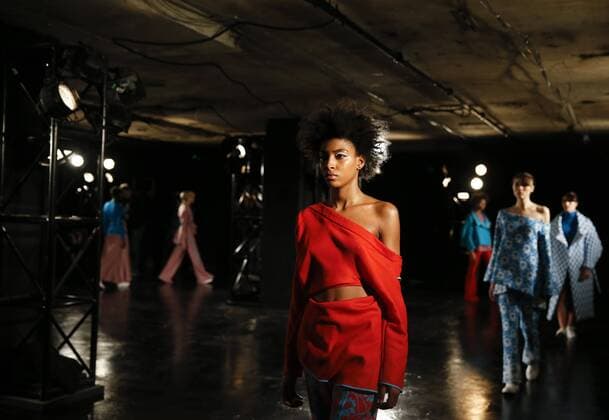 Models present creations at the One to Watch: Richard Malone presentation during the London Fashion Week in London, Britain, on Feb. 21, 2017. ) BRITAIN-LONDON-FASHION WEEK-ONE TO WATCH: RICHARD MALONE-PRESENTATION HanxYan 