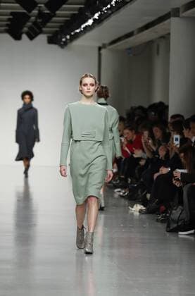 Models present creations of J. JS Lee during the London Fashion Week in London, Britain, on Feb. 21, 2017. ) BRITAIN-LONDON-FASHION WEEK-J. JS LEE HanxYan 