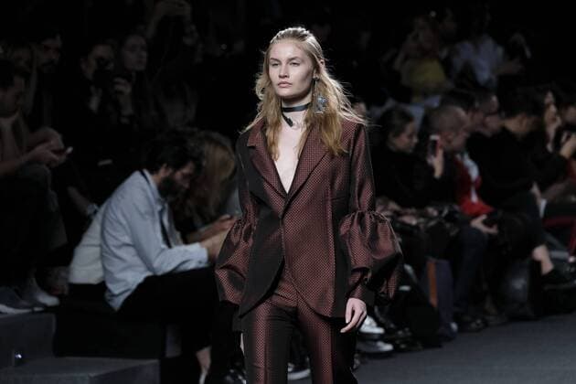 February 21, 2017 - Madrid, Spain - A model walks the runway at the JUAN CARLOS PAJARES show during the EGO Mercedes-Benz Madrid Fashion Week Autumn Winter 2017 2018 at IFEMA on February 21, 2017 in Madrid, Spain Madrid Spain  - ZUMAn230 20170221_zaa_n230_650 Copyright: xOscarxGonzalezx