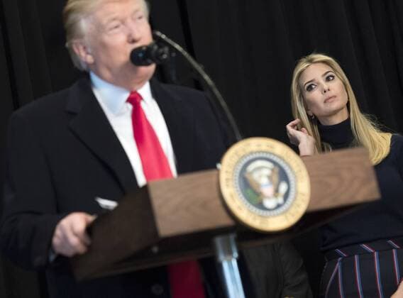 February 21, 2017 - Washington, District of Columbia, United States of America - Ivanka Trump watches as United States President Donald Trump delivers remarks after touring the Smithsonian National Museum of African American History & Culture in Washington, D.C. on February 21, 2017. Photo Credit: CNP AdMedia Washington United States of America - ZUMAa123 20170221_zaa_a123_024 Copyright: xKevinxDietschx