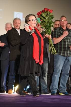 Premiere of Agnieszka Holland s thriller Pokot (Spoor) in Warsaw Premiere of the winner of the Silver Bear Alfred Bauer prize at the Berlin Film Festival the newest Agnieszka Holland s thriller Pokot (Spoor) on February 21, 2017 in Warsaw, Poland. In the picture: Agnieszka Holland EN_01246625_0180 
