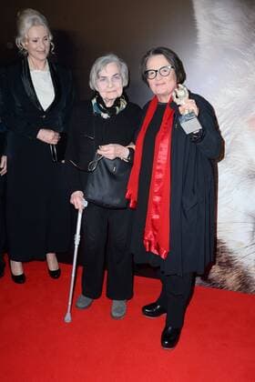 Premiere of Agnieszka Holland s thriller Pokot (Spoor) in Warsaw Premiere of the winner of the Silver Bear Alfred Bauer prize at the Berlin Film Festival the newest Agnieszka Holland s thriller Pokot (Spoor) on February 21, 2017 in Warsaw, Poland. In the picture: Agnieszka Mandat, Agnieszka Holland with her mother Irena Rybczynska Holland EN_01246625_0333 
