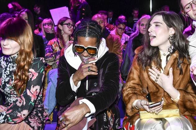 Milan woman s Fashion Week Fall Winter 2017 2018. Gucci Front row. Pictured: Florence Welch Asap Rocky and Hari Nef  Copyright: xRiccardoxGiordanoxSickix xIPAx xFotosickix