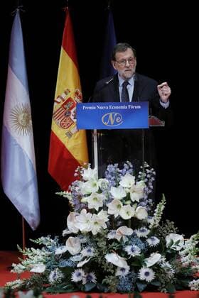 Spanish Prime Minister, Mariano Rajoy, gives a speech during the Nueva Economia Forum held in Madrid, Spain, with the attendance of Argentine President, Mauricio Macri (not pictured), on 24 February 2017. Macri and his wife are on a four-day State visit to Spain in order to strengthen bilateral ties. Argentine President visits !ACHTUNG: NUR REDAKTIONELLE NUTZUNG!  Copyright: xJUANxCARLOSxHIDALGOx GRA159 20170224-636235443061424987