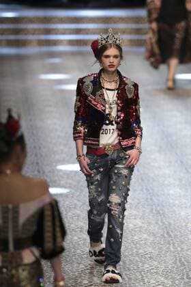 Milan woman s Fashion Week Fall Winter 2017 2018. D&G Fashion Show Pictured: model  Copyright: xSickix xIPAx xFotosickix