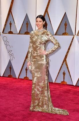Jessica Biel arrives on the red carpet for the 89th annual Academy Awards at the Dolby Theatre in the Hollywood section of Los Angeles on February 26, 2017.  LAP2017022722 KEVINxDIETSCH