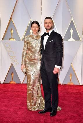 Justin Timberlake and Jessica Biel arrive on the red carpet for the 89th annual Academy Awards at the Dolby Theatre in the Hollywood section of Los Angeles on February 26, 2017.  LAP2017022724 KEVINxDIETSCH