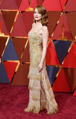 Actress Emma Stone arrives on the red carpet for the 89th annual Academy Awards at the Dolby Theatre in the Hollywood section of Los Angeles on February 26, 2017.  LAP20170226370 JIMxRUYMEN