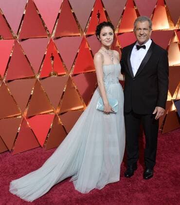 Actor filmmaker Mel Gibson (R) and Rosalind Ross arrive on the red carpet for the 89th annual Academy Awards at the Dolby Theatre in the Hollywood section of Los Angeles on February 26, 2017.  LAP20170226809 JIMxRUYMEN