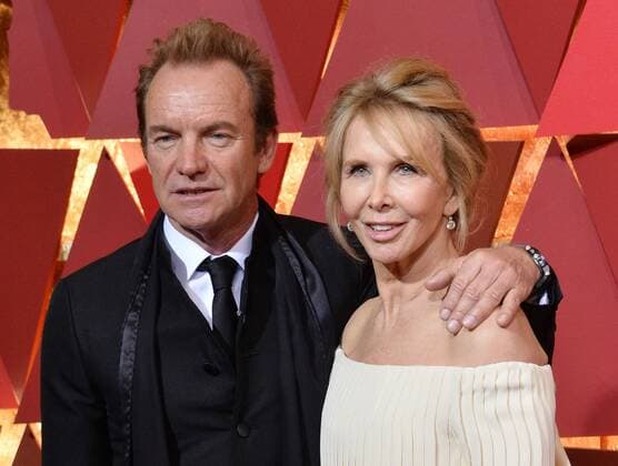 Musician Sting (R) and producer Trudie Styler arrive on the red carpet for the 89th annual Academy Awards at the Dolby Theatre in the Hollywood section of Los Angeles on February 26, 2017.  LAP20170226089 JIMxRUYMEN