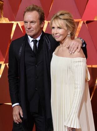 Musician Sting (R) and producer Trudie Styler arrive on the red carpet for the 89th annual Academy Awards at the Dolby Theatre in the Hollywood section of Los Angeles on February 26, 2017.  LAP20170226088 JIMxRUYMEN