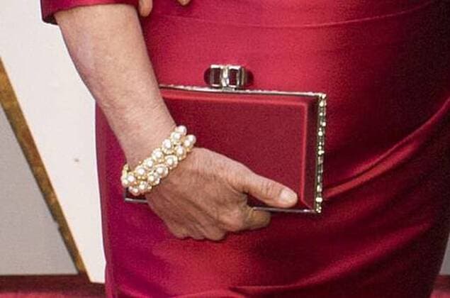 A detail of the bracelet and clutch of Jeff Brideges wife Susan at the red carpet during the 89th Academy Awards at the Dolby Theater in Hollywood, California, United States, 26 February 2017. 89TH CINEMA ACADEMY AWARDS IN HOLLYWOOD !ACHTUNG: NUR REDAKTIONELLE NUTZUNG!  Copyright: xARMANDOxARORIZOx HWD001 20170227-636237707867151871