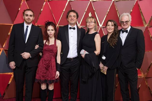 Feb 26, 2017 - Hollywood, California, U.S - Bernard Gariepy Strobl, Oscar nominee, guest, Sylvain Bellemare, Oscar nominee, guest, guest and Claude La Haye, Oscar nominee, arrive on the red carpet of The 89th Oscars® at the Dolby Theatre in Hollywood, CA on Sunday, February 26, 2017. Hollywood U.S - ZUMAz03_ 20170226_sho_z03_262 Copyright: xAMPASx