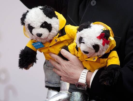 February 26, 2017 - Hollywood, California, U.S. - Panda toys held by JACKIE CHAN during red carpet arrivals for the 89th Academy Awards ceremony. Los Angeles U.S.  - ZUMARS A 20170226_mda_a60_293 Copyright: xArmandoxArorizox