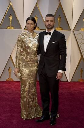 Actors Justin Timberlake (R) and Jessica Biel (L) arrive to the red carpet during the 89th academy awards at the Dolby Theatre in Hollywood, California, USA, 26 February 2017. The Oscars are presented for outstanding individual or collective efforts in 24 categories in filmmaking. Press Room - 89th Academy Awards !ACHTUNG: NUR REDAKTIONELLE NUTZUNG!  Copyright: xArmandoxArorizox 20170227-636237850776377372