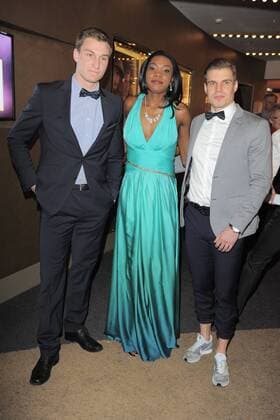 Thomas Roehler, Sosthene Moguenara, Julian Reus Ankunft zur Premiere URBAN RECORDS im Kino Zoo Palast in Berlin, am 27.02.2017