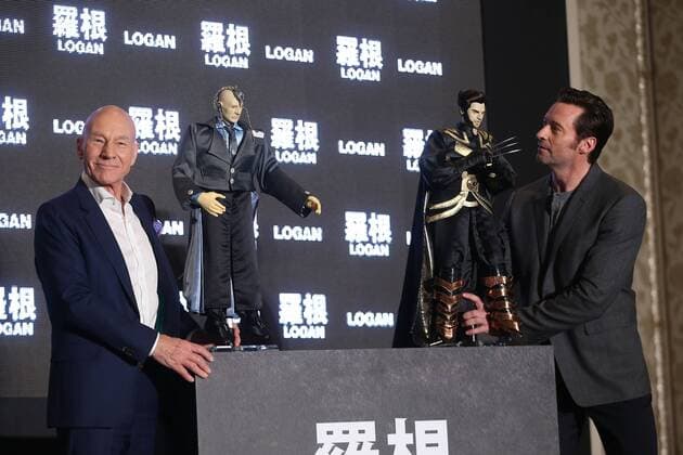 TAIPEI, CHINA - FEBRUARY 28: English actor Patrick Stewart (L), Australian actor and singer Hugh Jackman attend the press conference of American director James Mangold s film Logan on February 28, 2017 in Taipei, Taiwan of China.  Copyright: xVCGx CFP500759149