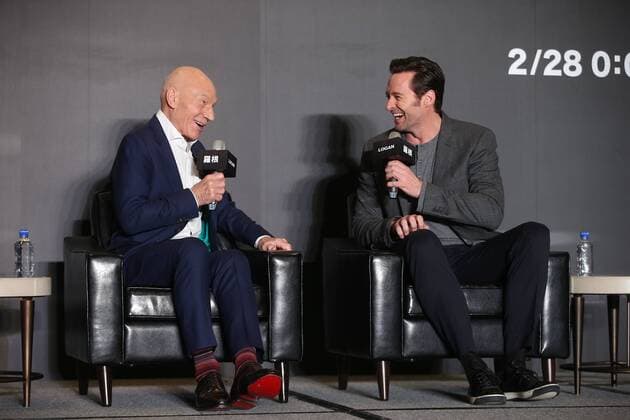 TAIPEI, CHINA - FEBRUARY 28: English actor Patrick Stewart (L), Australian actor and singer Hugh Jackman attend the press conference of American director James Mangold s film Logan on February 28, 2017 in Taipei, Taiwan of China.  Copyright: xVCGx CFP500759159
