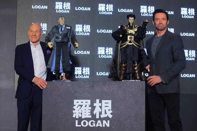 TAIPEI, CHINA - FEBRUARY 28: English actor Patrick Stewart (L), Australian actor and singer Hugh Jackman attend the press conference of American director James Mangold s film Logan on February 28, 2017 in Taipei, Taiwan of China.  Copyright: xVCGx CFP500759155