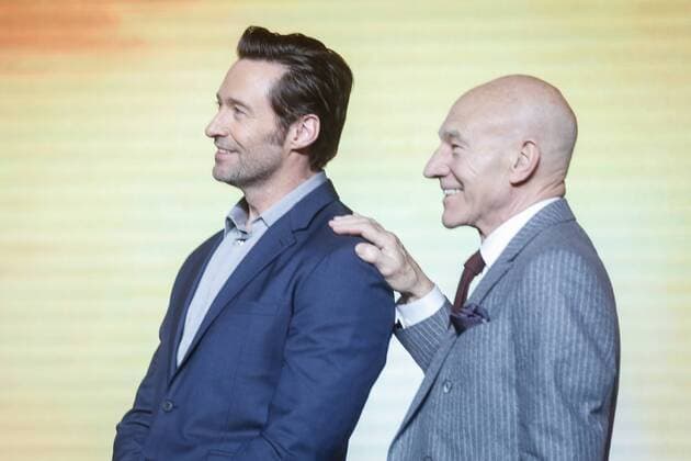BEIJING, CHINA - MARCH 01: Australian actor and singer Hugh Jackman (L), English actor Patrick Stewart attend the premiere of American director James Mangold s film Logan on March 1, 2017 in Beijing, China.  Copyright: xVCGx CFP500808853