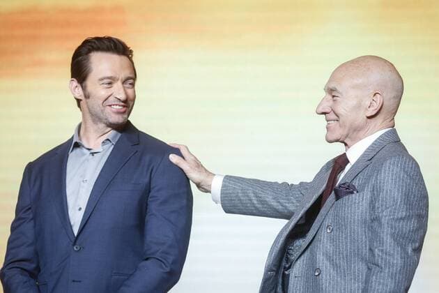 BEIJING, CHINA - MARCH 01: Australian actor and singer Hugh Jackman (L), English actor Patrick Stewart attend the premiere of American director James Mangold s film Logan on March 1, 2017 in Beijing, China.  Copyright: xVCGx CFP500808854
