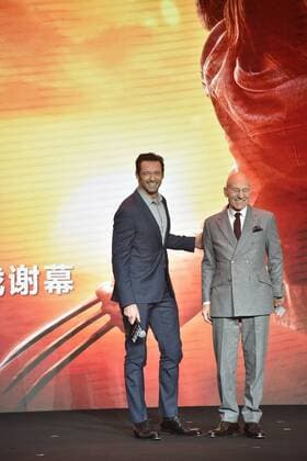 BEIJING, CHINA - MARCH 01: Australian actor and singer Hugh Jackman (L), English actor Patrick Stewart attend the premiere of American director James Mangold s film Logan on March 1, 2017 in Beijing, China.  Copyright: xVCGx CFP500808880