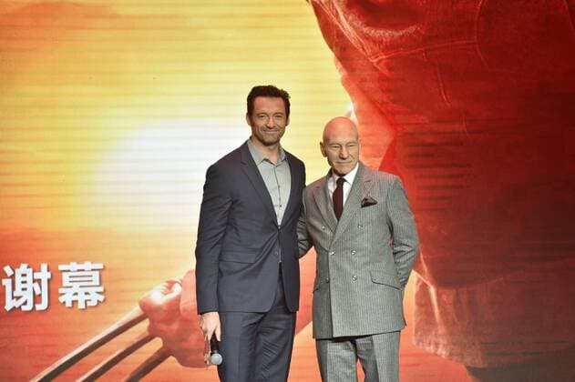 BEIJING, CHINA - MARCH 01: Australian actor and singer Hugh Jackman (L), English actor Patrick Stewart attend the premiere of American director James Mangold s film Logan on March 1, 2017 in Beijing, China.  Copyright: xVCGx CFP500808881