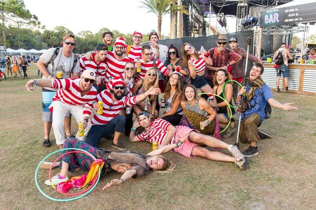 March 3, 2017 - Okeechobee, Florida, U.S - A group of fans dressed as Waldo of Where s Waldo converge at the Okeechobee Music Festival in Okeechobee, Florida Okeechobee U.S. - ZUMAs135 20170303_zap_s135_036 Copyright: xDanielxDeSloverx