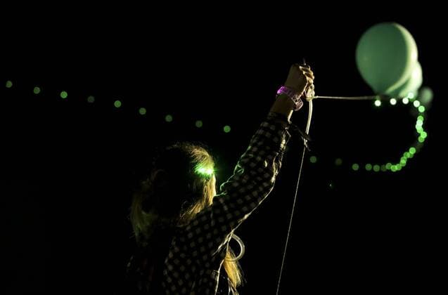 March 3, 2017 - RJ Morrow holds one end of a balloon chain at Okeechobee Music and Art Festival Friday night. , SouthFlorida.com - ZUMAss5_ 20170303_zaf_ss5_032 Copyright: xRandyxVazquezx