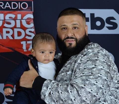 Rapper DJ Khaled and his son Asahd Tuck Khaled appear backstage during the iHeartRadio Music Awards at The Forum in Inglewood, California on March 5, 2017. The show was broadcast live on Turner s TBS, TNT, and truTV .  LAP2017030514 JIMxRUYMEN