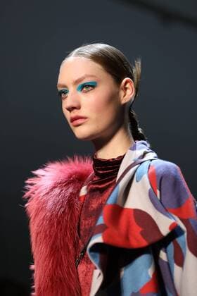 A model takes to the catwalk during the presentation of Leonard Paris show as part of the Fall-Winter 2017-18 Paris Fashion Week on March 6, 2017.  PAR20170306116 MAYAxVIDON-WHITE
