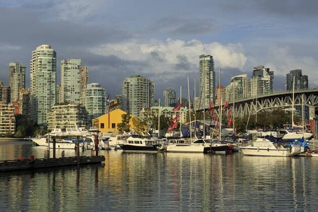 Granville Island, Vancouver and skyline, Vancouver, British Columbia, Canada, North America Copyright: RichardxCummins 776-4829