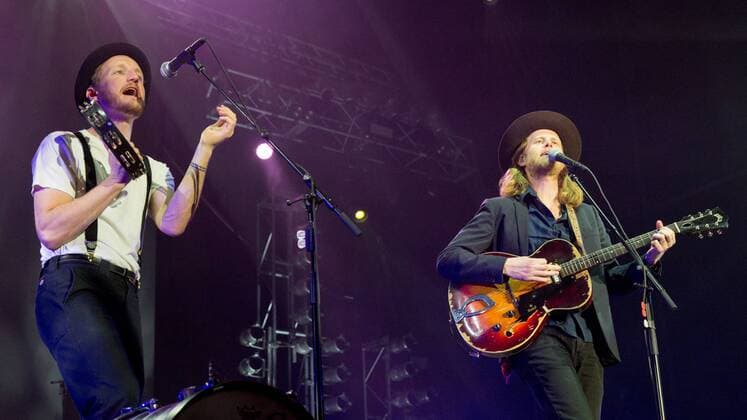 March 5, 2017 - Okeechobee, Florida, U.S - JEREMIAH CALEB FRAITES and WESLEY KEITH SCHULTZ of The Lumineers at the Okeechobee Music Festival in Okeechobee, Florida Okeechobee U.S. - ZUMAs135 20170305_zap_s135_070 Copyright: xDanielxDeSloverx