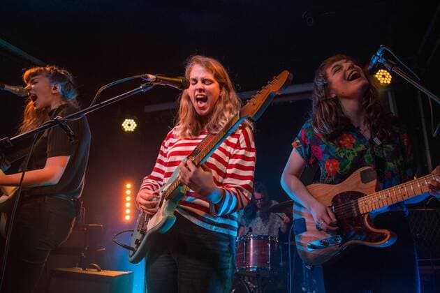London, UK - Marika Hackman performs a secret concert with The Big Moon as her backing band (Juliette Jackson, Marika Hackman, Fern Ford and Soph Nathan) perform live at The Old Blue Last, London, Britain - 6th March 2017 UK  - ZUMAr152 20170307_zaa_r152_009 Copyright: xJoshuaxAtkinsx xRmvx