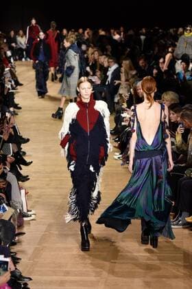 PARIS, March 6, 2017 -- Models present creations of Japanese brand Sacai during the Women s Ready-to-Wear Fall Winter 2017 2018 fashion week in Paris, France, on March 6, 2017. )(zcc) FRANCE-PARIS-FASHION WEEK-SACAI PieroxBiasion 