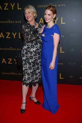 The gala screening of The Zookeeper s Wife in Warsaw Jessica Chastain and Teresa Zabinska, Jan and Antonina s daughter at the the gala screening of The Zookeeper s Wife on March 7,2017 in warsaw, Poland. The movie tells the story of Jan and Antonina Zabinski, who saved up to 300 Jews hiding them in their home and animal enclosures, in Warsaw Zoo during the WWII. EN_01248757_0136 