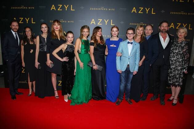 The gala screening of The Zookeeper s Wife in Warsaw The cast at the the gala screening of The Zookeeper s Wife on March 7,2017 in warsaw, Poland. The movie tells the story of Jan and Antonina Zabinski, who saved up to 300 Jews hiding them in their home and animal enclosures, in Warsaw Zoo during the WWII. EN_01248757_0153 