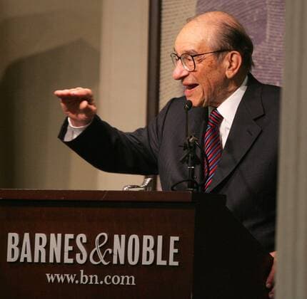 Sep 17, 2007 - New York, NY, USA - Former Chairman of the Federal Reserve Board ALAN GREENSPAN promotes his new book The Age of Turbulence: Adventures in a New World held at Barnes and Noble Union Square. - ZUMAk03_ 20070917_kas_k03_010 Copyright: xNancyxKaszermanx