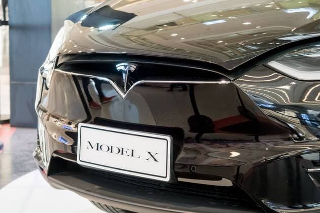 March 9, 2017 - Shanghai, Shanghai, China - Shanghai, CHINA-March 9 2017: (EDITORIAL USE ONLY. CHINA OUT)..A black Tesla Model X shows at a shopping mall in Shanghai, March 9th, 2017. The Tesla Model X is a full-sized, all-electric, luxury, crossover SUV made by Tesla Inc. that uses falcon wing doors for access to the second and third row seats. Shanghai China  - ZUMAs145 20170309_zaa_s145_094 Copyright: xWangxGangx